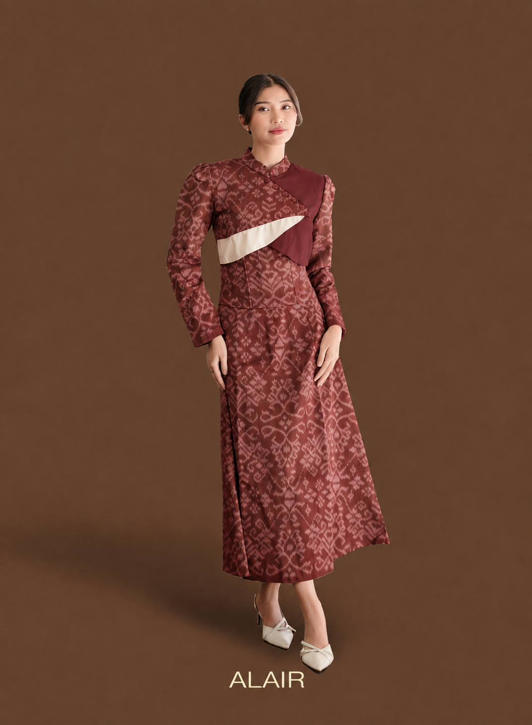 ALAIR | Kirana Set Blazer & Skirt Tenun Wanita - Maroon